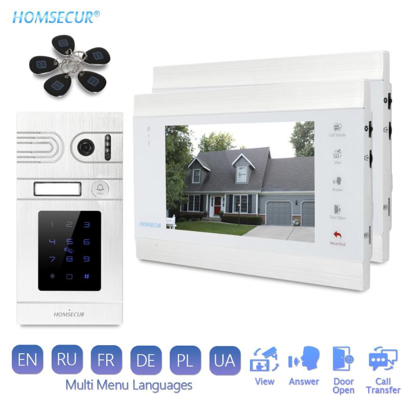 

HOMSECUR 4 Wire 7" Video DoorPhone Intercom System with 1.3MP Waterproof Camera Flush Mount IR Night Vision IC Password Unlock