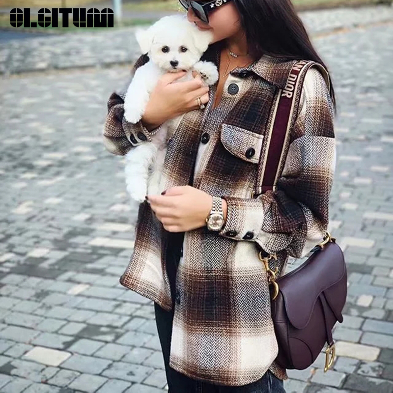 2020 Spring Autumn Women New Shirt Style Vintage Plaid Coat Jacket Long Sleeve Outwear Pocket Oversize Female Jacket, Coffee
2020 Spring Autumn Women New Shirt Style Vintage Plaid Coat Jacket Long Sleeve Outwear Pocket Oversize Female Jacket, Coffee