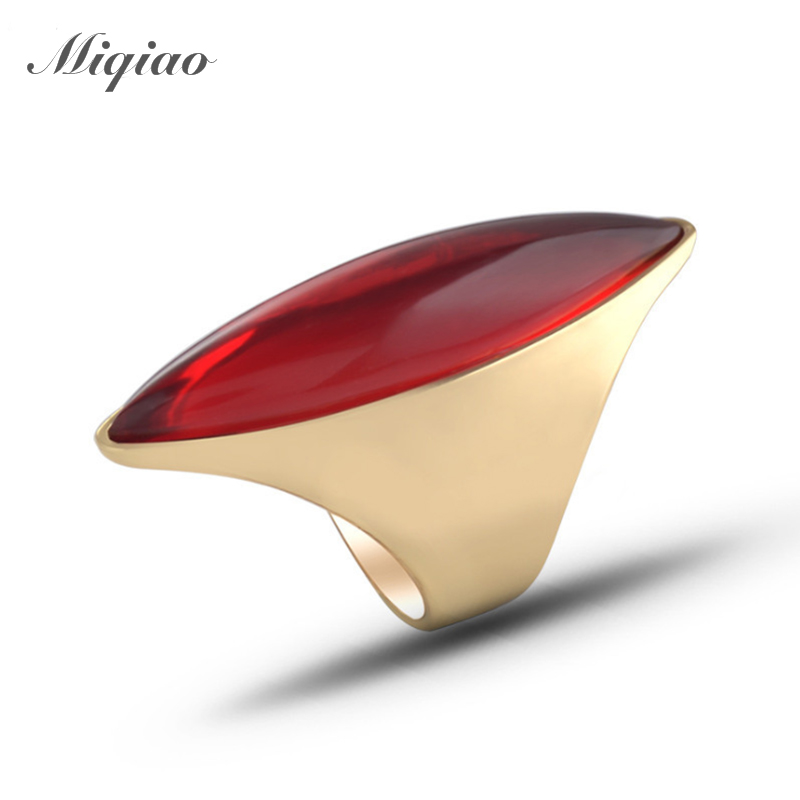 Miqiao retro rings for women luxury red black Resin stone jewelry zinc alloy geometric wedding accesorios trendy engagement gift