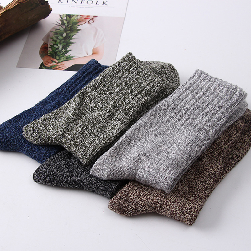 New 5 Pair/Lot Men's Wool Socks Stripe Casual Calcetines Hombre Thick Cotton Socks Winter Warm Socks Male High Quality 200924