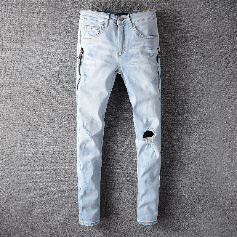 Fashion Long Zipper Tie Dyed Denim Jeans Men Ripped Hole Light Blue Jeans Pants Men Comfortable Casual Hip Hop Trousers
Fashion Long Zipper Tie Dyed Denim Jeans Men Ripped Hole Light Blue Jeans Pants Men Comfortable Casual Hip Hop Trousers