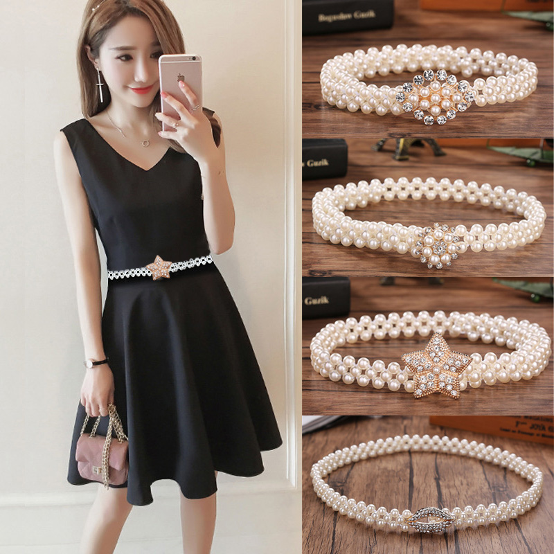 New Fashion Waist Elastic Buckle Pearl Belts For Women Strap Female belt Accessories Dress Cintos Mujer Crystal Women belt, Black
New Fashion Waist Elastic Buckle Pearl Belts For Women Strap Female belt Accessories Dress Cintos Mujer Crystal Women belt, Black