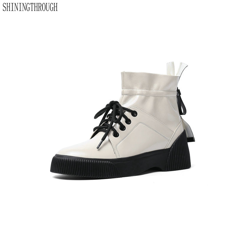 Women flat platform Ankle Boots Round Toe Casual Sneakers Autumn Winter genuine leather Shoes Woman Basic Motorcycle Boots, Black
Women flat platform Ankle Boots Round Toe Casual Sneakers Autumn Winter genuine leather Shoes Woman Basic Motorcycle Boots, Black