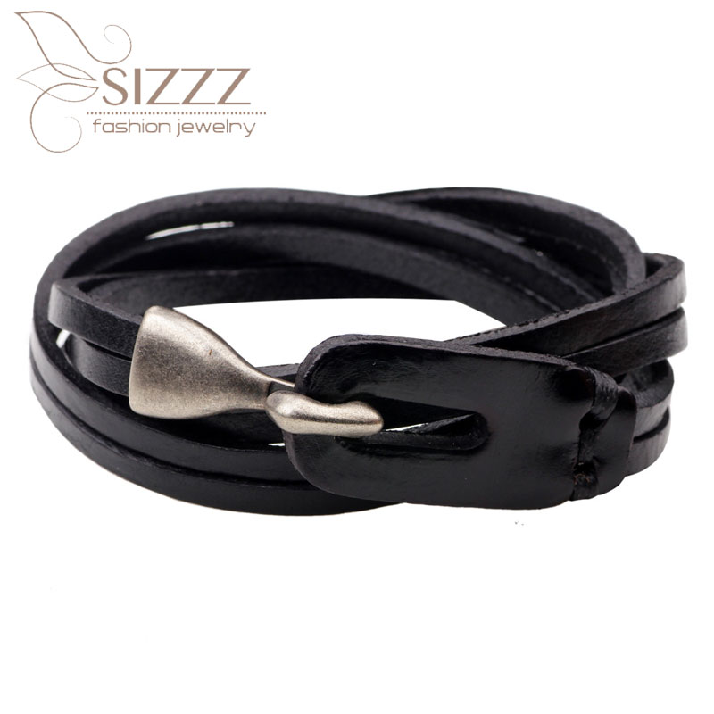 2020 Fashion leather men's multi-layer hook leather personality bracelet&bangles