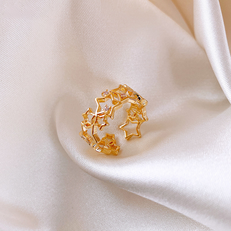2020 New Cute Fashion Open Ring Zircon Filled Hollow Star Index Finger Rings For Women Ladies Korean Fashion Jewelry