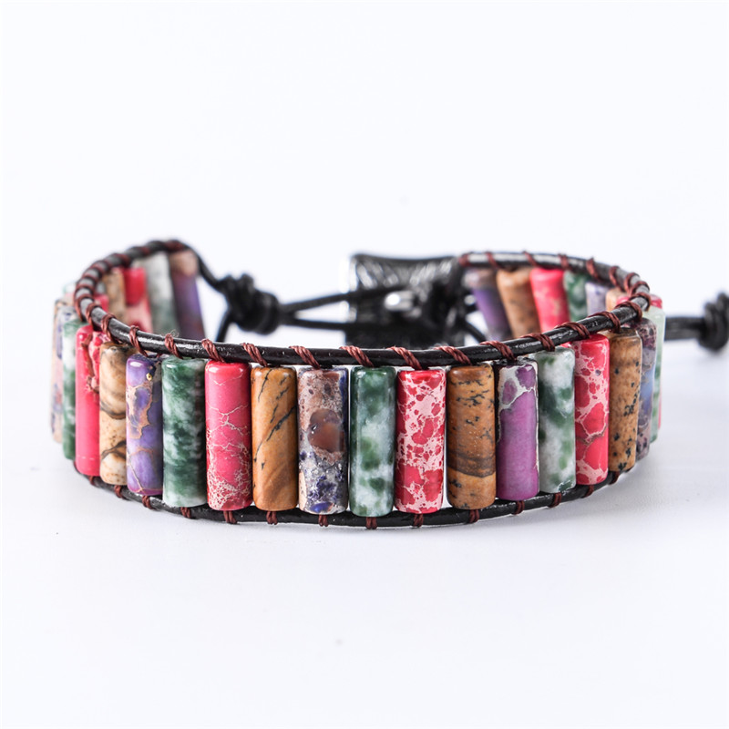 Multicolor Chakra Bracelet Boho Natural Stone Beaded Bracelet Unique Friendship Leather Single Leather Wrap
Multicolor Chakra Bracelet Boho Natural Stone Beaded Bracelet Unique Friendship Leather Single Leather Wrap