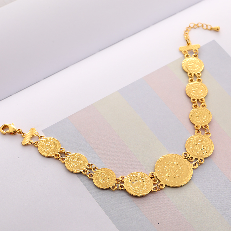 Latest fashion round ancient Coin bracelets for Turkish female gold color coin jewelry bracelet Gift
Latest fashion round ancient Coin bracelets for Turkish female gold color coin jewelry bracelet Gift