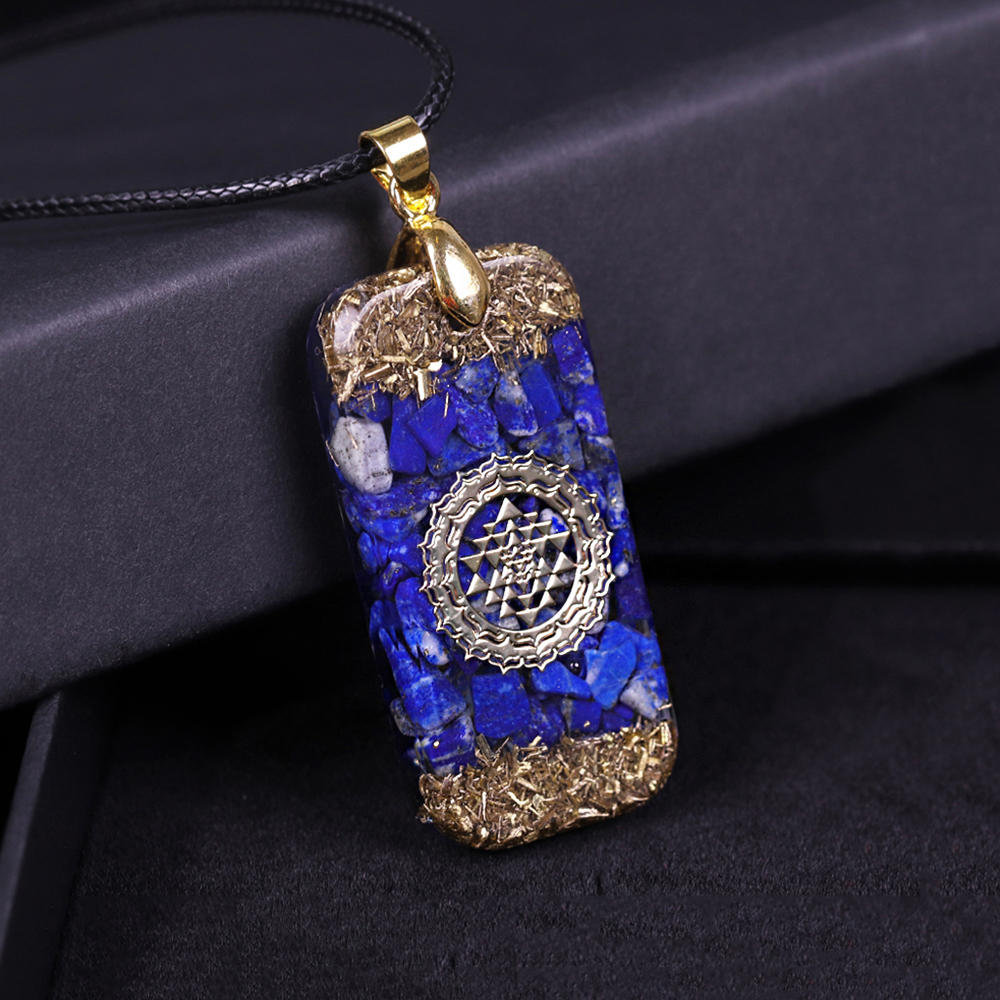 Orgonite Energy Pendant Natural Lapis Lazuli Reiki Energy Necklace Mysterious Resin Chakra Stone Growth Business Amulet 200929