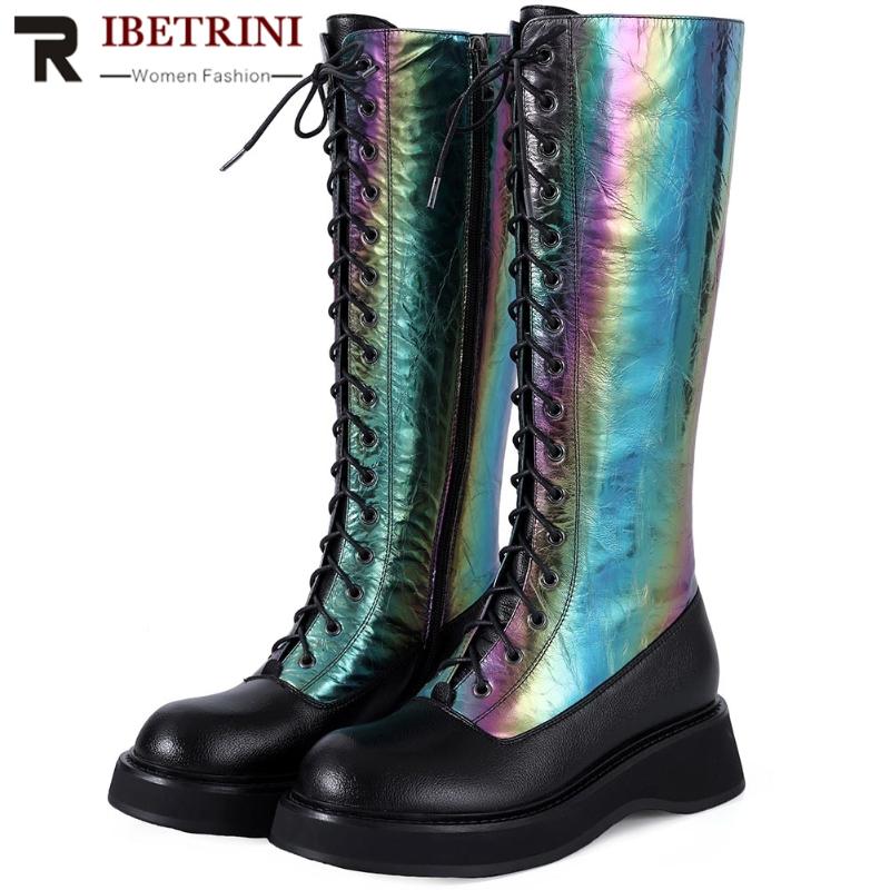 RIBETRINI New Arrivals Fashion Ladies Brand Genuine Leather Mid Calf Boots Winter Multicolor Boots Women Lace Up Shoes Woman, Black
RIBETRINI New Arrivals Fashion Ladies Brand Genuine Leather Mid Calf Boots Winter Multicolor Boots Women Lace Up Shoes Woman, Black
