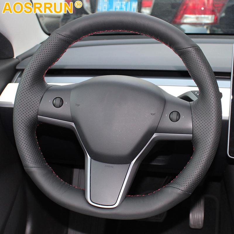 Hand-stitched Black Artificial Leather Car Steering Wheel Cover For Tesla Model 3 BlueStar 2017 2018 2019 Car Accessories
Hand-stitched Black Artificial Leather Car Steering Wheel Cover For Tesla Model 3 BlueStar 2017 2018 2019 Car Accessories