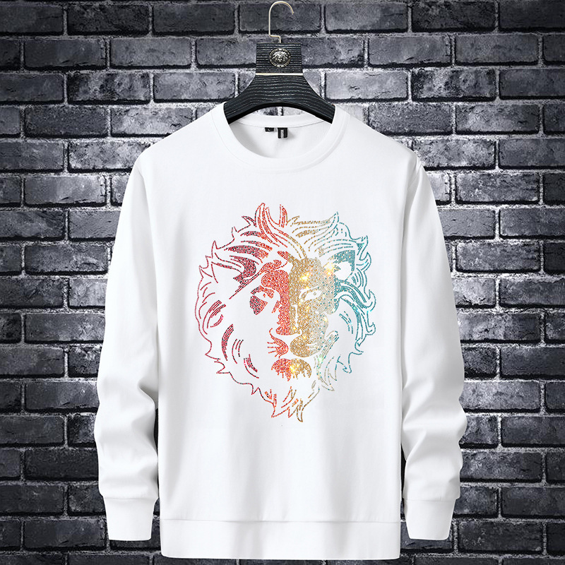 European 2020 new men's top lion head fashion brand slim fit sweater social guy hot diamond long sleeve base shirt -xxxl, White
European 2020 new men's top lion head fashion brand slim fit sweater social guy hot diamond long sleeve base shirt -xxxl, White