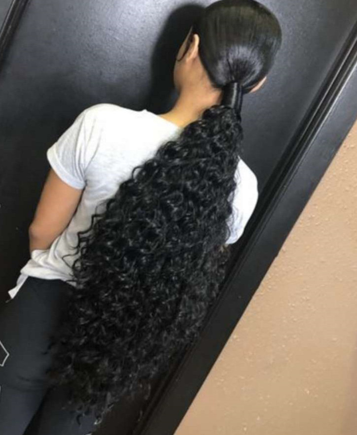Hot new Brazilian deep wave hair bundles extened ponytail trendy hairstyle 100% human hair ponytail wraps pony tail for black women140g
