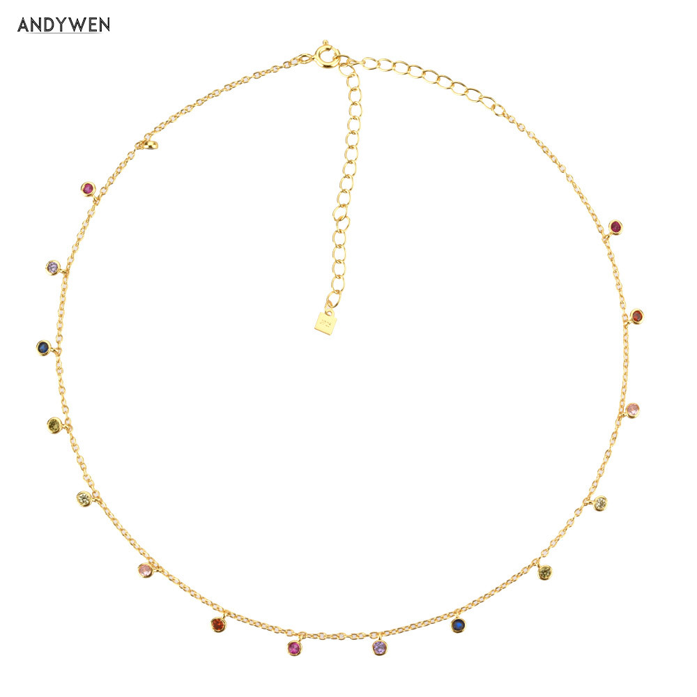 ANDYWEN 925 Sterling Silver Gold Rainbow Zircon Charm Choker Chain Necklace Rock Punk Party New Beads Pendant 2020 Fine Jewelry MX200810
ANDYWEN 925 Sterling Silver Gold Rainbow Zircon Charm Choker Chain Necklace Rock Punk Party New Beads Pendant 2020 Fine Jewelry MX200810