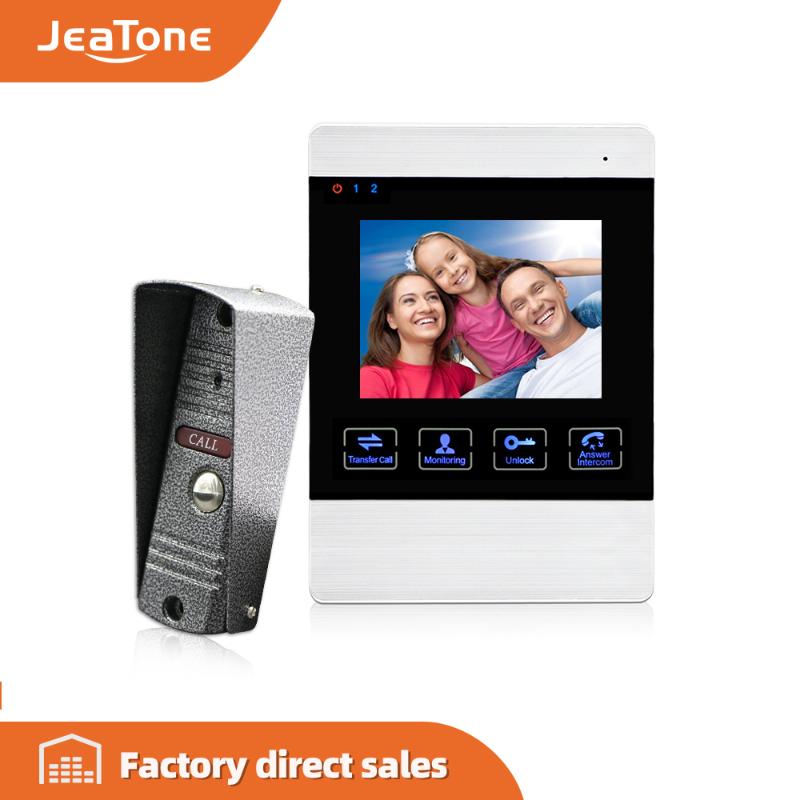 JeaTone 4 Inch HD Led Video Door Intercom System Door Bell 1200TVL Camera Automatic Video Storage Release Unlock Metal Doorbell
JeaTone 4 Inch HD Led Video Door Intercom System Door Bell 1200TVL Camera Automatic Video Storage Release Unlock Metal Doorbell