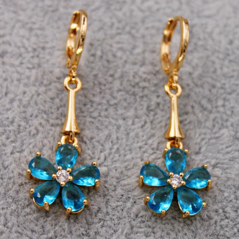 Dangle & Chandelier Bohemian Statement Earrings For Women's Gold Filled Drop Flower Earring Blue Zircon Jewelry Party Wedding
Dangle & Chandelier Bohemian Statement Earrings For Women's Gold Filled Drop Flower Earring Blue Zircon Jewelry Party Wedding