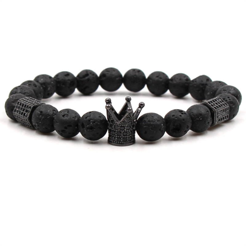 Charm Natural stone bracelets High quality Golden&Black Crown Dumbbells Men's bracelets Lava Beads Bracelet For Women Men
Charm Natural stone bracelets High quality Golden&Black Crown Dumbbells Men's bracelets Lava Beads Bracelet For Women Men