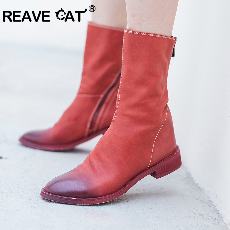 REAVE CAT Designed Genuine Leather boots women spring autumn boots Mid-calf botines mujer shoes Plus size footwear 34-43 C564a, Black lace up
REAVE CAT Designed Genuine Leather boots women spring autumn boots Mid-calf botines mujer shoes Plus size footwear 34-43 C564a, Black lace up