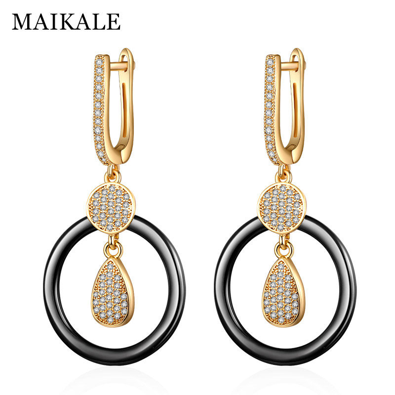 MAIKALE Trendy Copper Drop Earrings Round Ceramic Cubic Zirconia Water Drop Pendant Plated Gold Earrings For Women Gift
MAIKALE Trendy Copper Drop Earrings Round Ceramic Cubic Zirconia Water Drop Pendant Plated Gold Earrings For Women Gift
