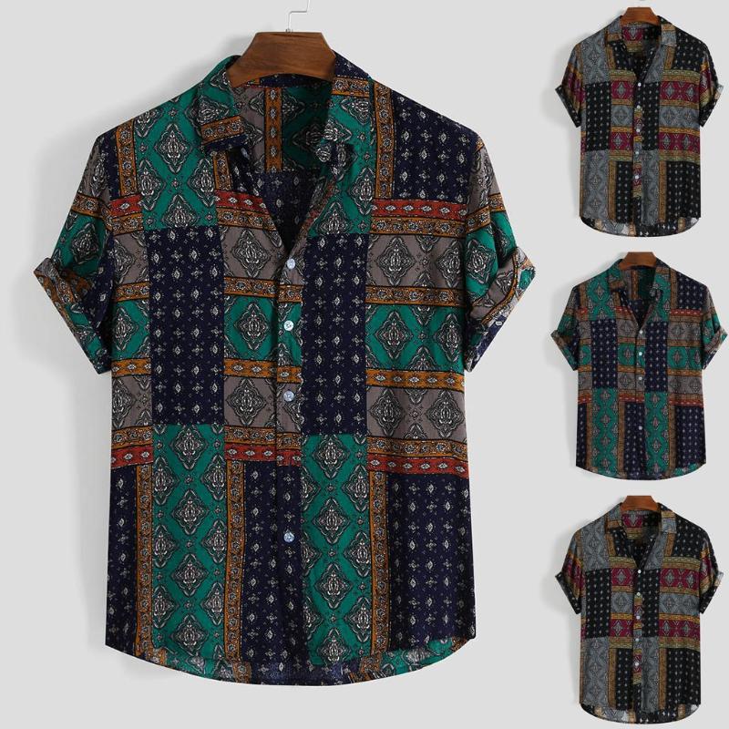 Mens Ethnic Style Shirt Summer Short Sleeve Loose Buttons Casual Shirt Blouse Tops Men Clothing Camisas Hawaiana Para Hombre, Green
Mens Ethnic Style Shirt Summer Short Sleeve Loose Buttons Casual Shirt Blouse Tops Men Clothing Camisas Hawaiana Para Hombre, Green