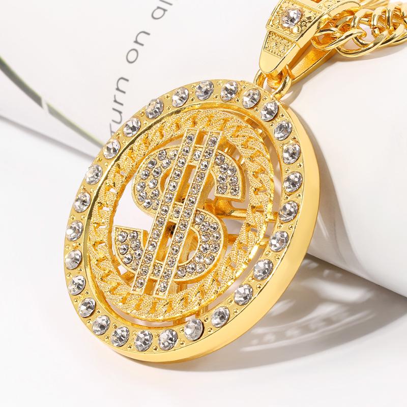 New Hip-Hop Jewelry Big Rhinestone American Dollar Necklace & Pendant Trendy Yellow Gold Color Rope Chain For Men/Women, Silver
New Hip-Hop Jewelry Big Rhinestone American Dollar Necklace & Pendant Trendy Yellow Gold Color Rope Chain For Men/Women, Silver