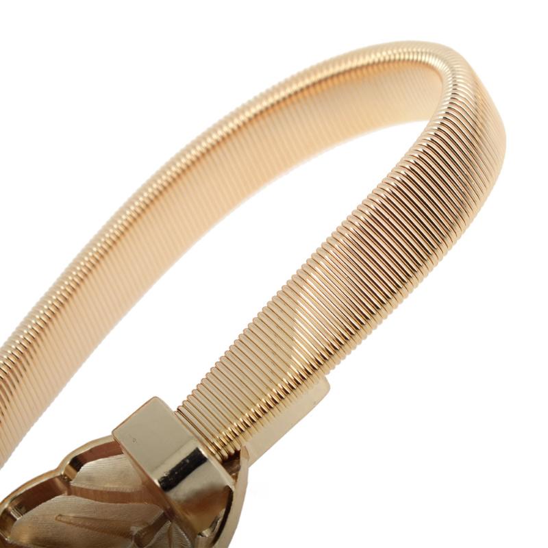 78cm 70cm Vintage Women Waistband Leaves Design Metal Waist Belt Skinny Elastic Cinturon Ceinture Femme Gold Silver Cummerbund