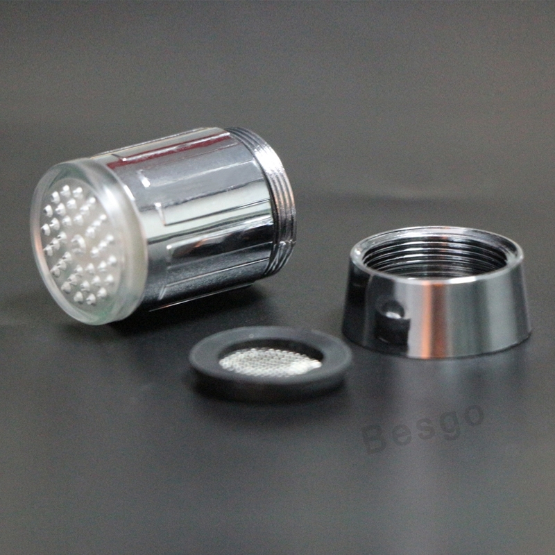 New LED Faucet Fashion 3 Colors Water Glow Tap LED Faucet Light Temperature Control Faucets Sensor Sink Taps Lights With Adapte