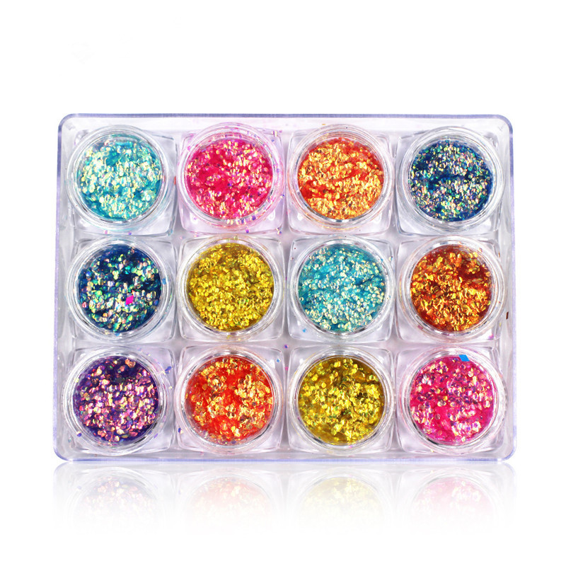 Nail Glitter Nail Art Rhinestone Decorations 12 Color Set Professional Fish Scales Nail Art Stickers Kit DIY Tools Diamante De Imitacion Strass-maniku