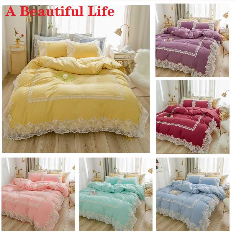 Yellow Pink Purple Blue Princess Girl Bedding Set White Lace Edge Washed Cotton Duvet Cover Bed Linen Fitted Sheet Pillowcases
Yellow Pink Purple Blue Princess Girl Bedding Set White Lace Edge Washed Cotton Duvet Cover Bed Linen Fitted Sheet Pillowcases