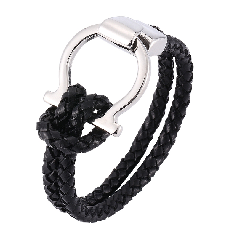 Fashion Leather Bracelet Rope Chain Mens Trendy Jewelry Unique Stainless Steel Buckle Charm Bracelet Wrap C797
Fashion Leather Bracelet Rope Chain Mens Trendy Jewelry Unique Stainless Steel Buckle Charm Bracelet Wrap C797