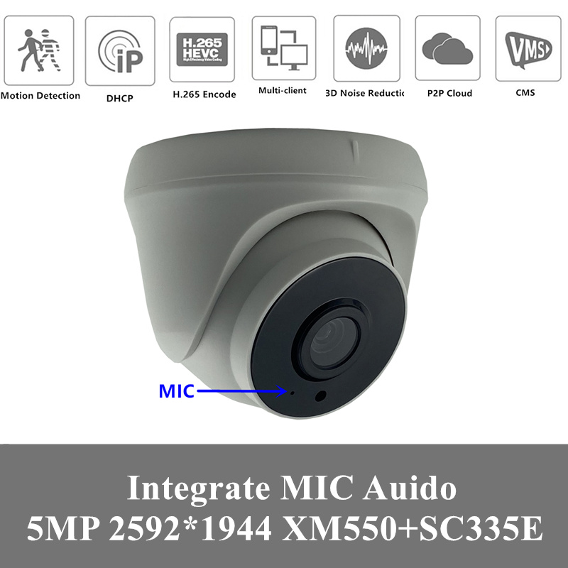 

4CPS 5MP WIFI Wireless Audio MIC IP Indoor Dome Camera 2592*1944 H.265 Infrared NightVision IRC Max Support 128G SD Card P2P