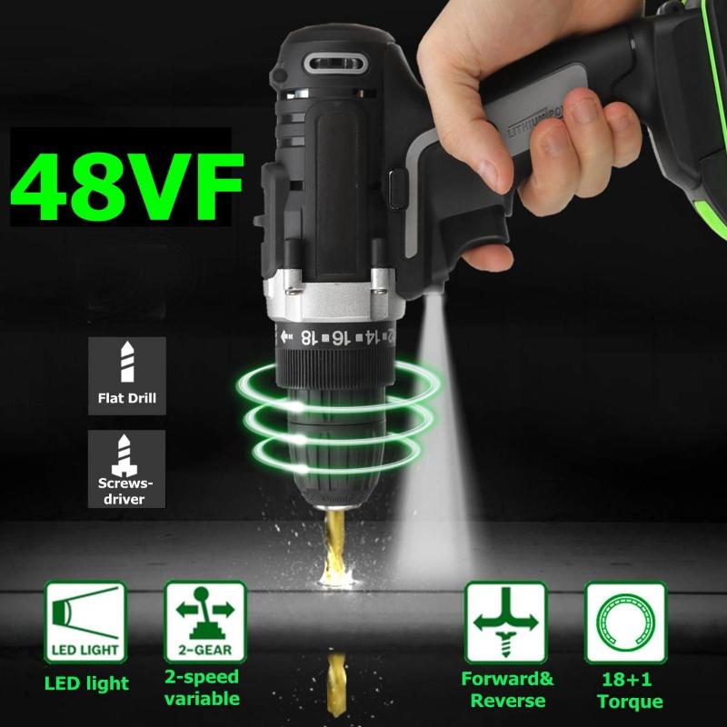 Cordless Electric Screwdriver Cordless Drill 48V 2-Speed 18+1 torque Power Driver Drilling Screwdriver Rechargeable Lithium-Ion
Cordless Electric Screwdriver Cordless Drill 48V 2-Speed 18+1 torque Power Driver Drilling Screwdriver Rechargeable Lithium-Ion
