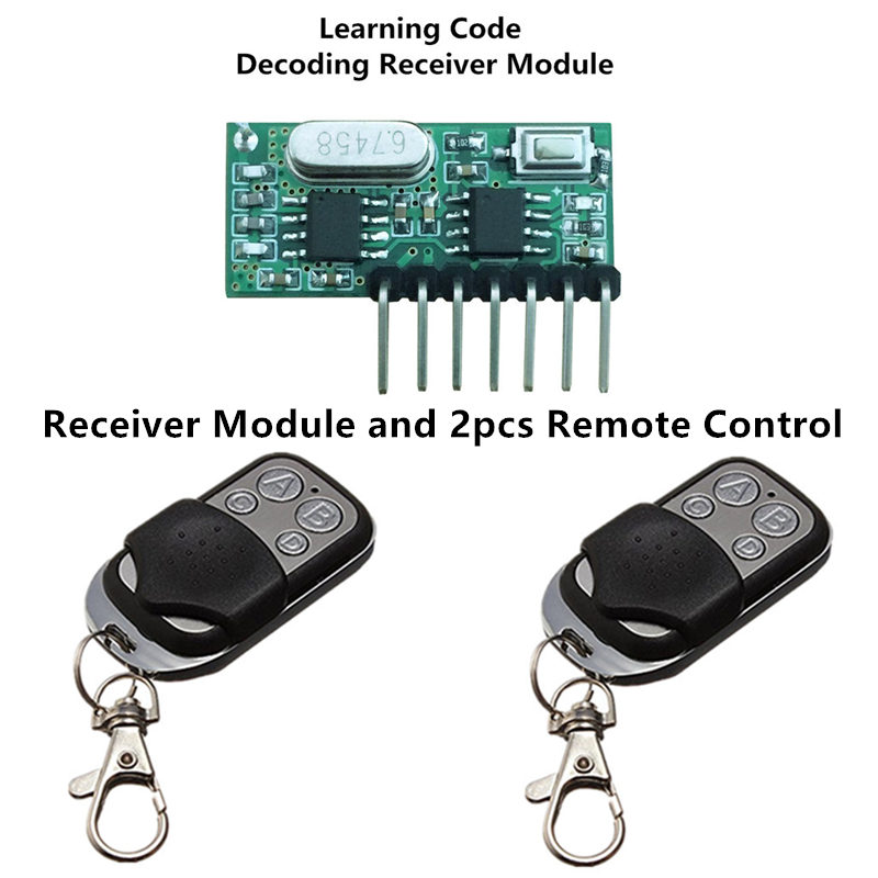 2pcs 433 Mhz Remote Control and 1pcs 433Mhz Wireless Receiver Learning Code 1527 Decoding Module 4Ch Output With Learning Button
2pcs 433 Mhz Remote Control and 1pcs 433Mhz Wireless Receiver Learning Code 1527 Decoding Module 4Ch Output With Learning Button