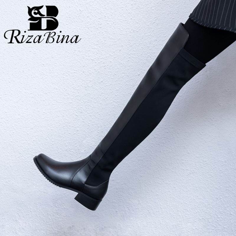RizaBina Women Thigh High Boots Winter Genuine Leather Stretch Shoes Women Black Over The Knee Office Over Knee Boots Size 33-40 
RizaBina Women Thigh High Boots Winter Genuine Leather Stretch Shoes Women Black Over The Knee Office Over Knee Boots Size 33-40