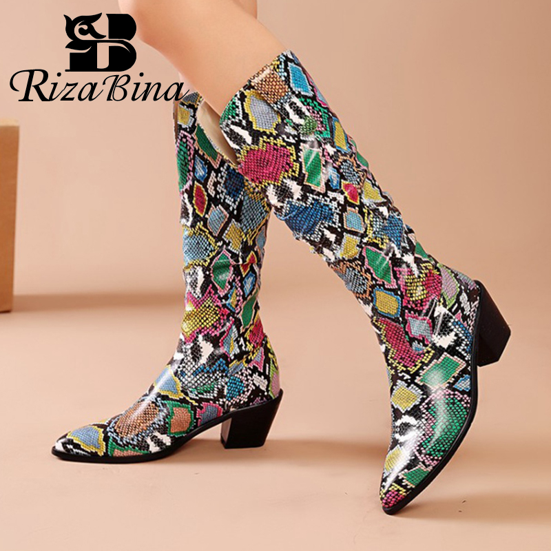 RIZABINA Women Knee High Boots Western Cowboy Boots Pointed Toe Thick Heel Slip On Snakeskin Shoes Fashion Footwear Size 34-43, White
RIZABINA Women Knee High Boots Western Cowboy Boots Pointed Toe Thick Heel Slip On Snakeskin Shoes Fashion Footwear Size 34-43, White