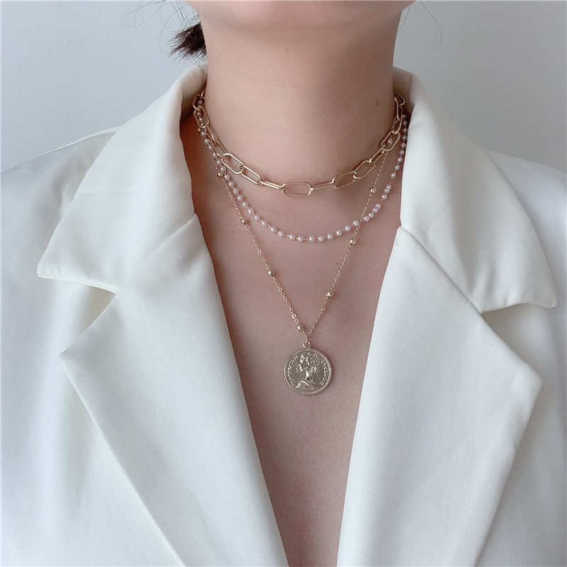 New Multi Pearl Chains Choker Necklace for Women Chunky Jewelry Vintage Metal Coin Pendant Necklace Women Bijoux 2020
New Multi Pearl Chains Choker Necklace for Women Chunky Jewelry Vintage Metal Coin Pendant Necklace Women Bijoux 2020