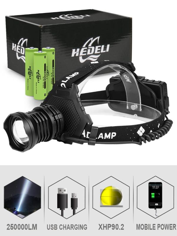 Most Powerful XHP90.2 Led Headlamp 300000LM Head lamp USB Rechargeable Headlight Waterproof Zoom Fishing Light Use 18650 Battery
Most Powerful XHP90.2 Led Headlamp 300000LM Head lamp USB Rechargeable Headlight Waterproof Zoom Fishing Light Use 18650 Battery