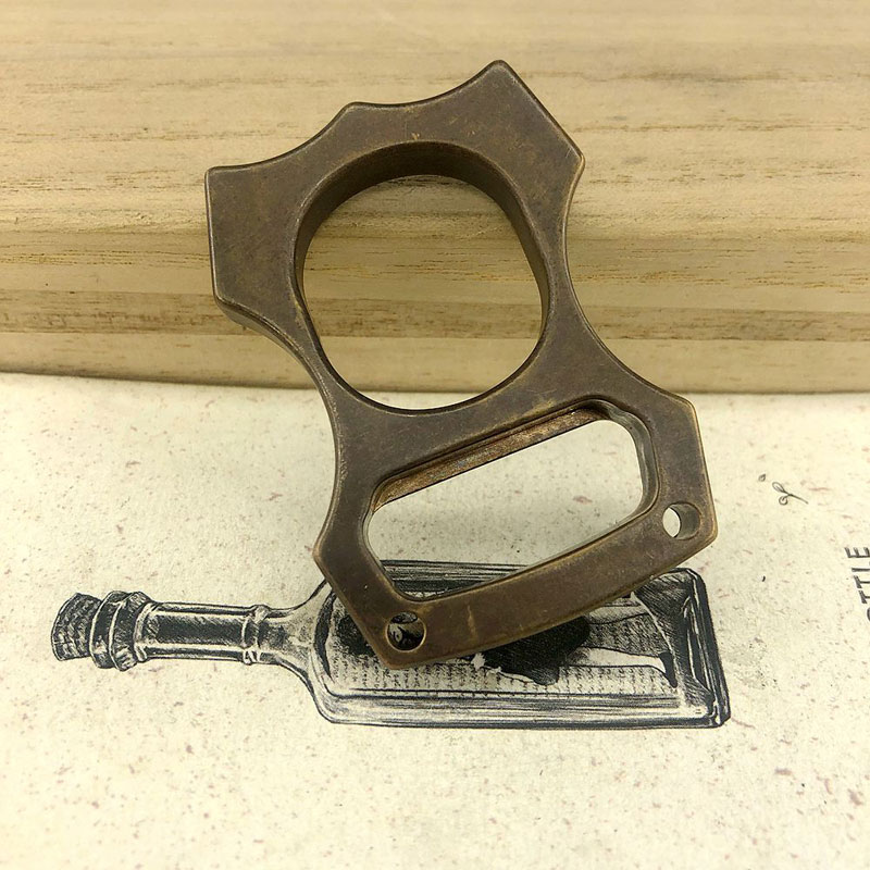 

Outdoor Brass Multi EDC Finger Ring Copper Key Pendant Bottle Opener Broken Window Self defense Tool