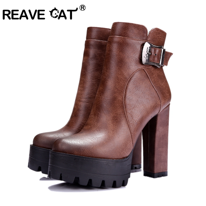 REAVE CAT 2020 Western Brown Buckle Women Boots Round Toe Spring Autumn Shoes Square High Heel Platform Sexy Ankle Boots 42 A906, Black
REAVE CAT 2020 Western Brown Buckle Women Boots Round Toe Spring Autumn Shoes Square High Heel Platform Sexy Ankle Boots 42 A906, Black