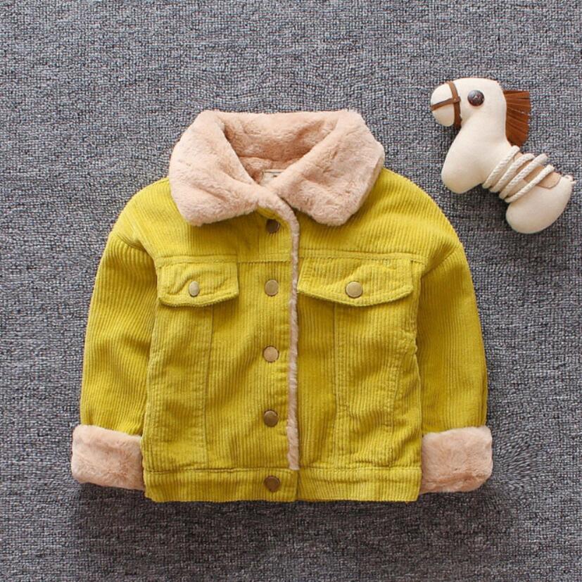 2019 Girls Boys Winter Solid thick Coat Children's corduroy plus velvet liner warm jacket Yellow brown
2019 Girls Boys Winter Solid thick Coat Children's corduroy plus velvet liner warm jacket Yellow brown