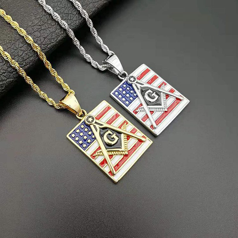 Gold Silver Color Stainless Steel American Flag Masonic Freemasonry Sqaure Pendants Necklaces for Men Hip Hop Rapper Jewelry
Gold Silver Color Stainless Steel American Flag Masonic Freemasonry Sqaure Pendants Necklaces for Men Hip Hop Rapper Jewelry
