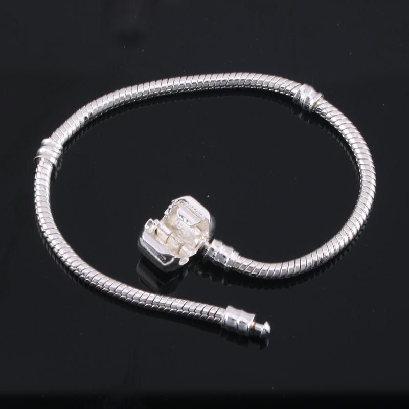 925 silver 10pcs/lot Snake Chain Safety Clasp European Fine Bracelet Fit DIY Charm Bracelets & Bangles Jewelry For Women&Men Gift