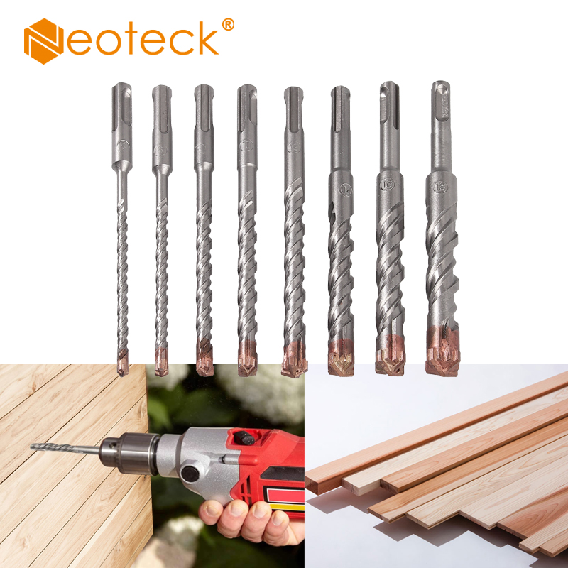

Neoteck 8 Pcs SDS Plus Hammer Drill Bit Set Stone Drill Cross Cutter Concrete Bit 5-18mm Set 5/6/8/10 /12/14/16/18 mm