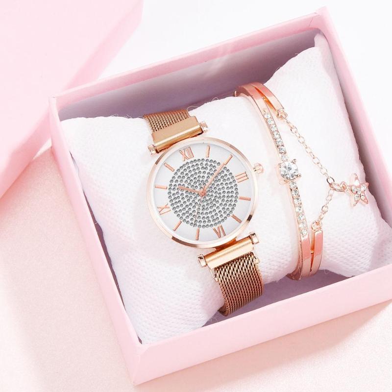 Wristwatches 2pc/Set Luxury Women's Watches Bracelet Set Diamond Ladies Women Watch Casual Quartz Wristwatch Girl Clock Relogio Feminino, Red
Wristwatches 2pc/Set Luxury Women's Watches Bracelet Set Diamond Ladies Women Watch Casual Quartz Wristwatch Girl Clock Relogio Feminino, Red