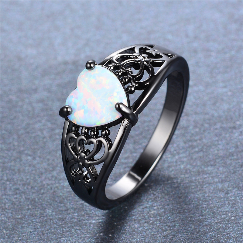 Boho Female Blue White Fire Opal Ring Fashion 14KT Black Gold Wedding Rings For Women Promise Small Love Heart Engagement Ring
Boho Female Blue White Fire Opal Ring Fashion 14KT Black Gold Wedding Rings For Women Promise Small Love Heart Engagement Ring