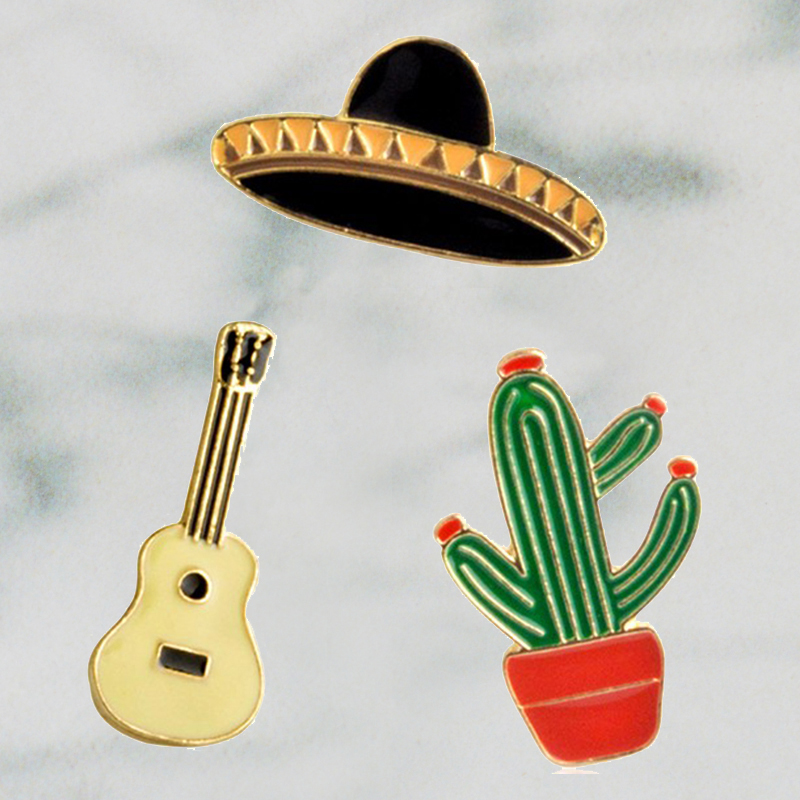 Tropical West Cowboy Hat Guitar Mexican Cactus Enamel Pin Badge Metal Girls Jeans Bag Decoration Gift Fashion Jewelry Wholesale
Tropical West Cowboy Hat Guitar Mexican Cactus Enamel Pin Badge Metal Girls Jeans Bag Decoration Gift Fashion Jewelry Wholesale