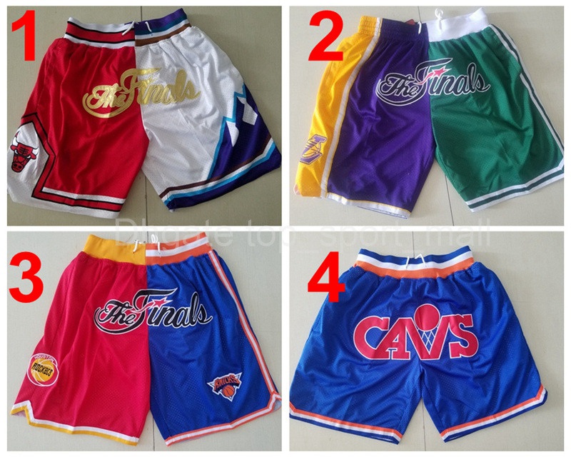 Team Basketball Just Don Short Sport Shorts Pants With Pocket Zipper Sweatpants Blue White Black Purple Team Men Stitched Size S-XXXL Jersey