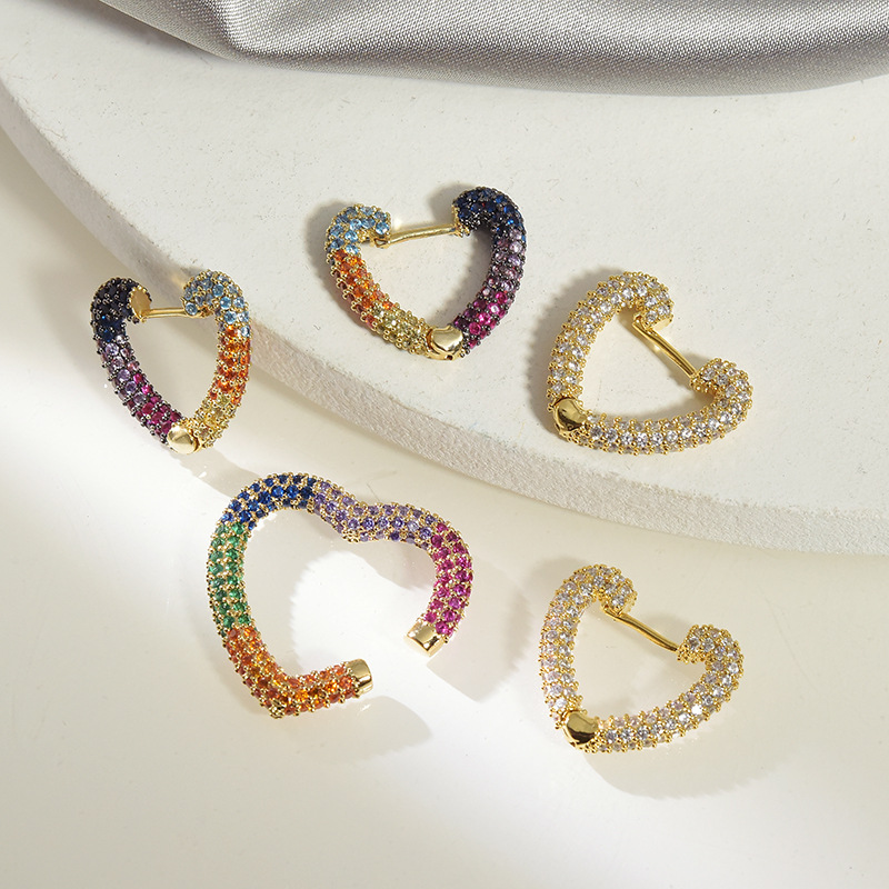 2020 New Fashion Gold Geometric Color Micro-inlaid Zircon Earrings Heart-shaped Love Earrings Female Hoop Crystal
2020 New Fashion Gold Geometric Color Micro-inlaid Zircon Earrings Heart-shaped Love Earrings Female Hoop Crystal