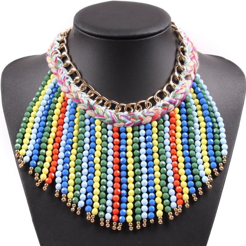 2020 New Fashion Gold Color Pendant Necklace Metal & Cotton Chain Acrylic Bead Tassels Necklaces for Women Choker Collar
2020 New Fashion Gold Color Pendant Necklace Metal & Cotton Chain Acrylic Bead Tassels Necklaces for Women Choker Collar
