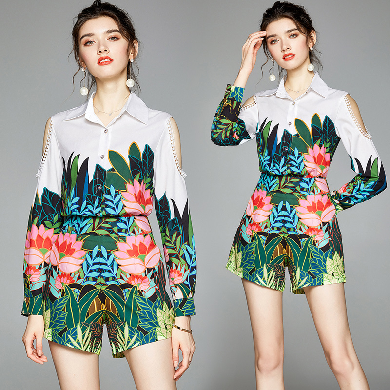 Spring Summer Fall 2pcs Women Ladies Sets Vintage Floral Print Collar Long Sleeve Casual Party Top Shirt Blouse Shorts Tracksuits Outfits, Multi
Spring Summer Fall 2pcs Women Ladies Sets Vintage Floral Print Collar Long Sleeve Casual Party Top Shirt Blouse Shorts Tracksuits Outfits, Multi