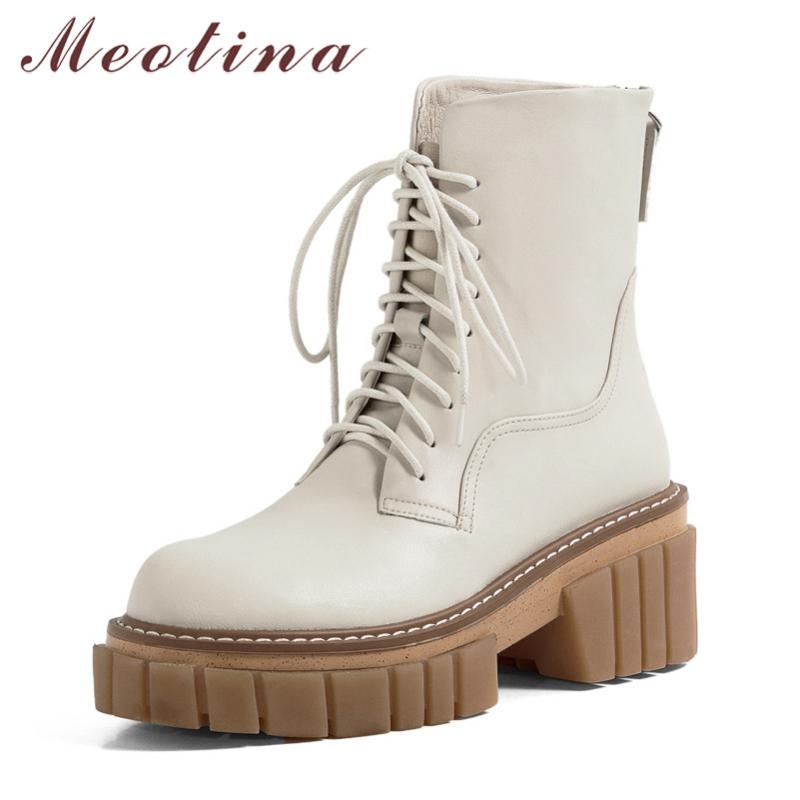 Meotina Real Leather Platform High Heel Short Boots Motorcycle Boots Women Shoes Lace Up Thick Heels Zip Ankle Lady Beige, Black synthetic lin
Meotina Real Leather Platform High Heel Short Boots Motorcycle Boots Women Shoes Lace Up Thick Heels Zip Ankle Lady Beige, Black synthetic lin